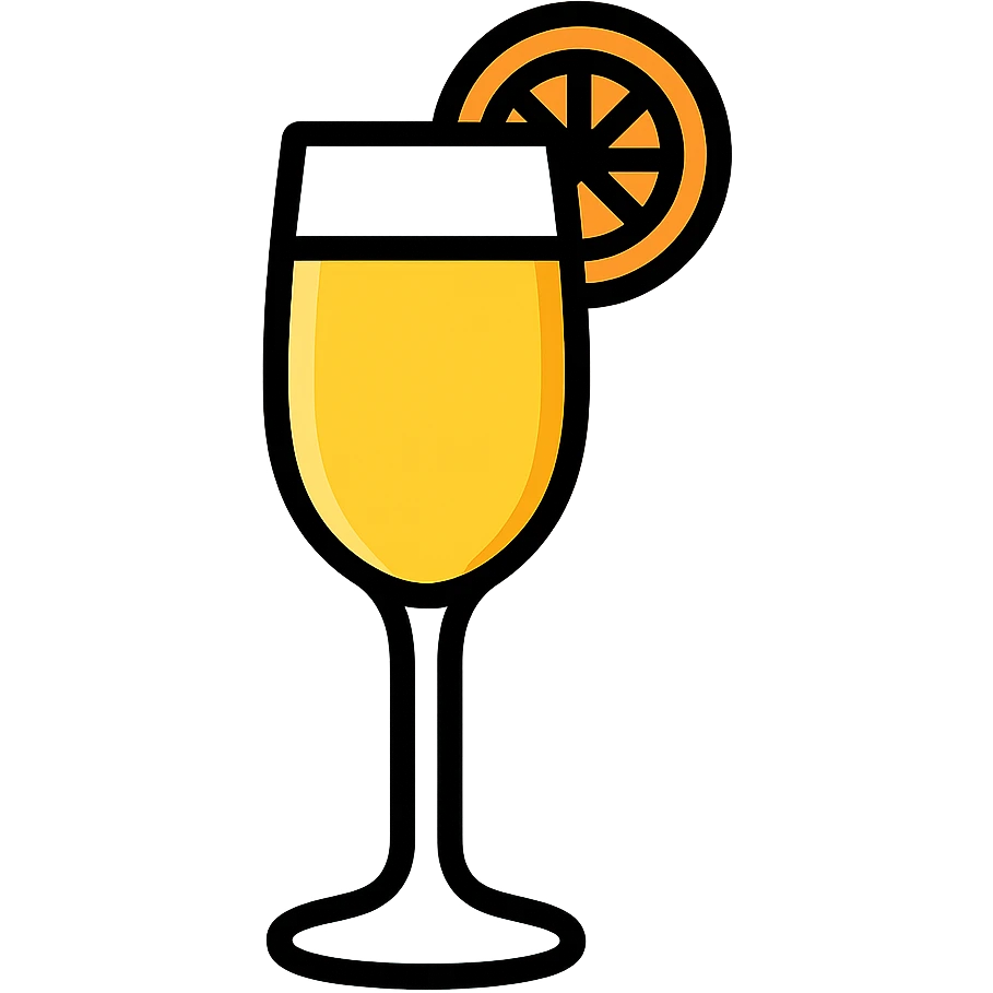 glass of mimosa with an orange slice emoji