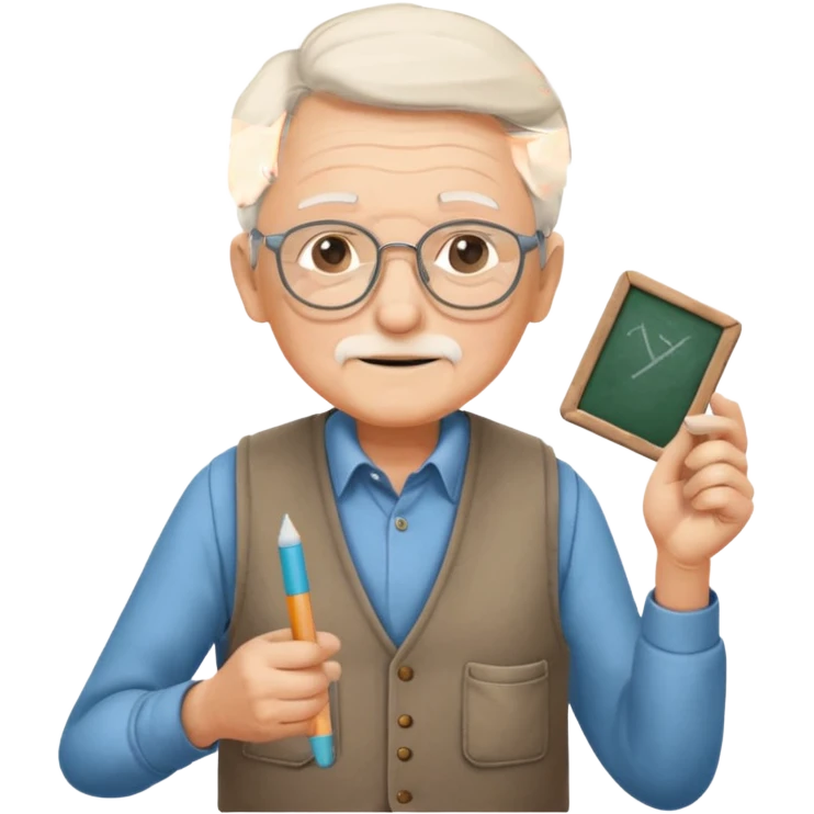 old, wearing vest, wearing glasses, hold chalk on their hand emoji