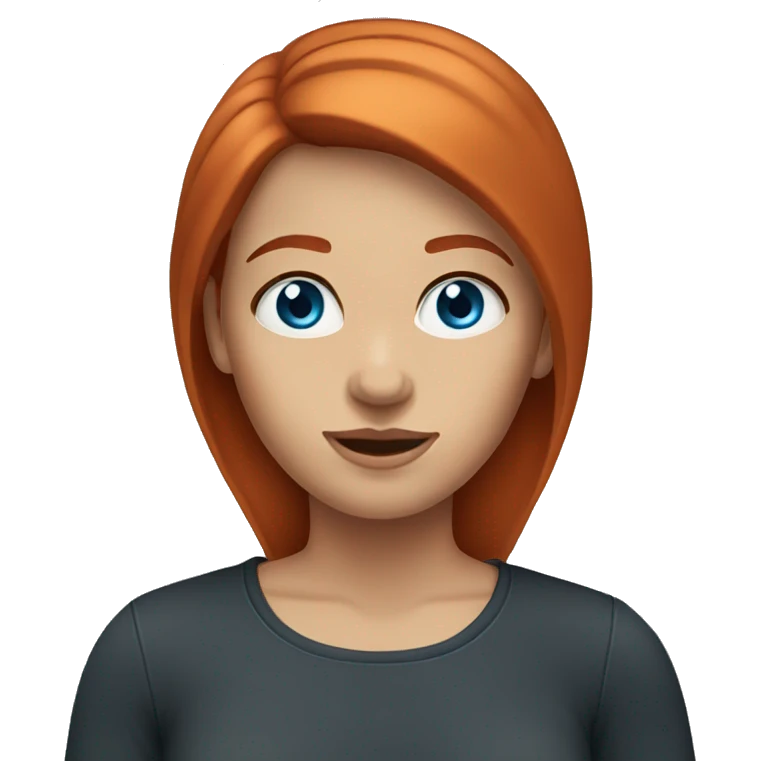 Redhead blue eyes female straight hair emoji
