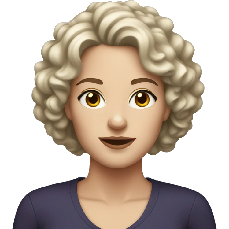 White woman with dark short curly hair emoji