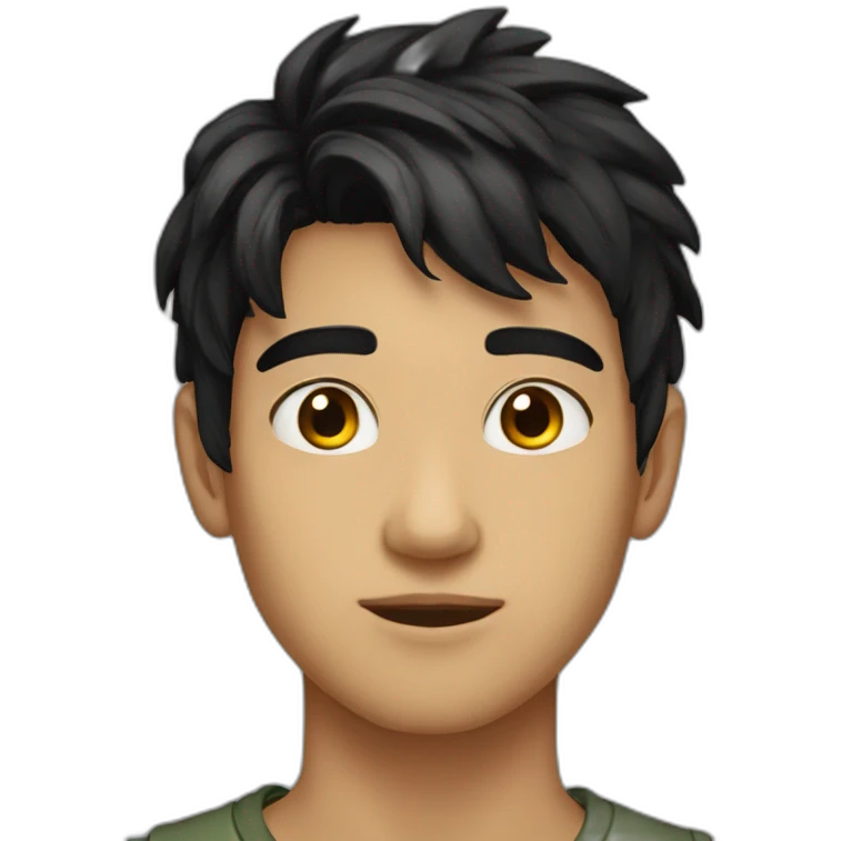 Boy 20 y.o. black hair amber eyes emoji