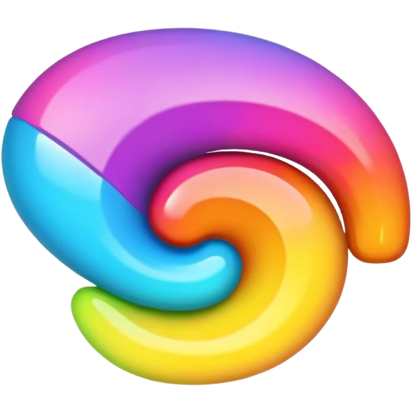 3D, a single psychedelic colored line with beveled edge emoji