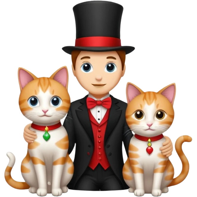 magician couple and their pet cat emoji