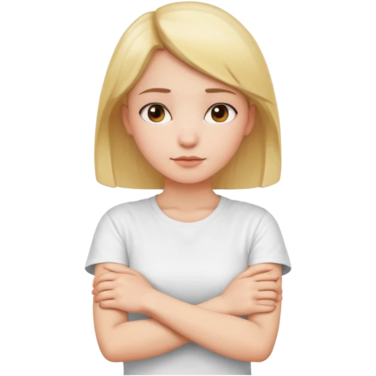girl holding neck with arms crossed emoji