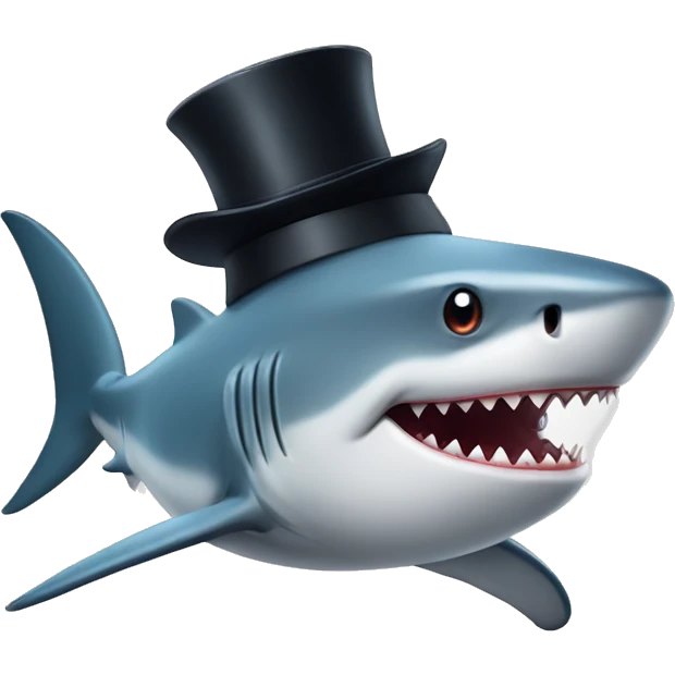 Shark with a top hat emoji