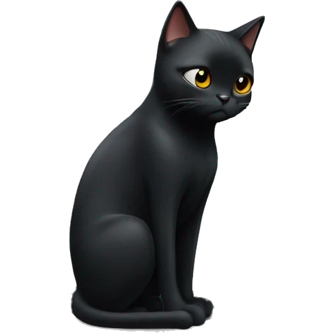 Black cat on top of a fridge looking upset but being funny emoji