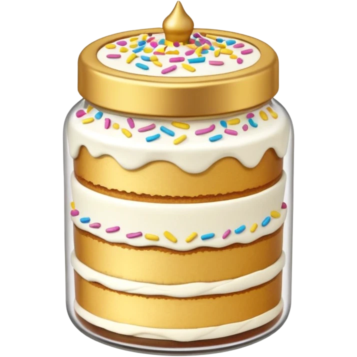 A layered little jar of cake that is gold outline emoji