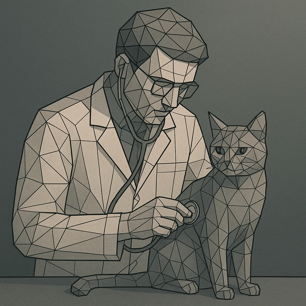veterinarian examining a cat emoji
