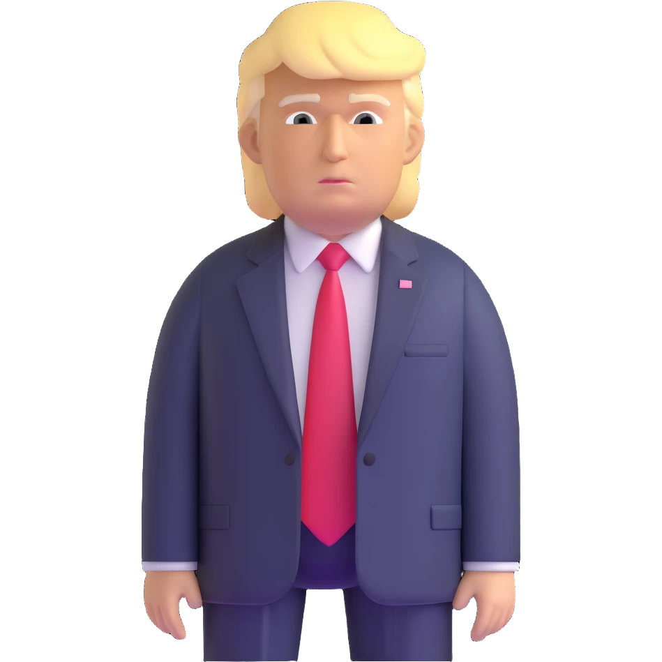 Donald Trump with blonde hair and suit emoji