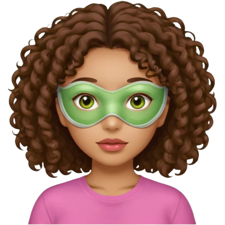 lightskin girl having a spa day with green skincare facemask and cucumbers on her eyes and brown curly hair and a pink shirt  emoji