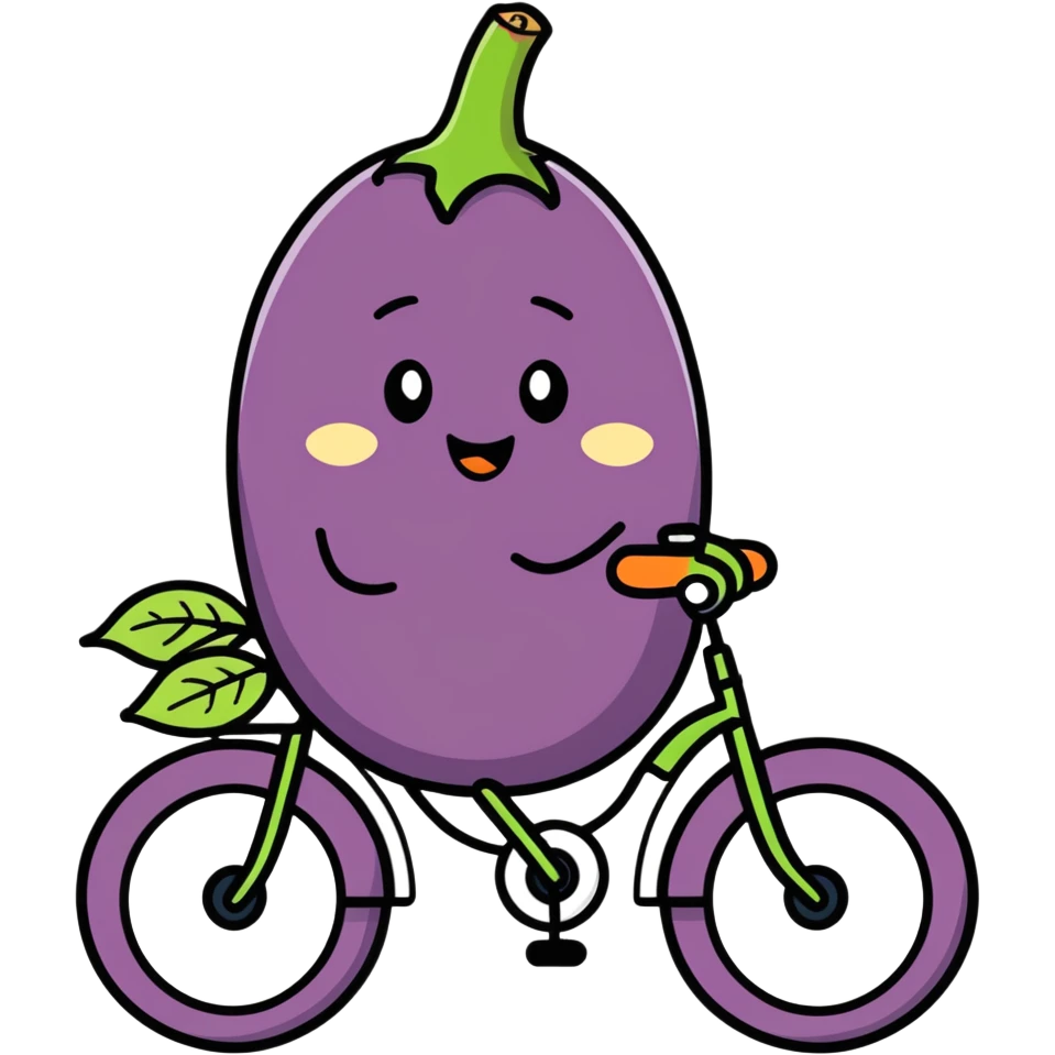 An eggplant on a bike emoji