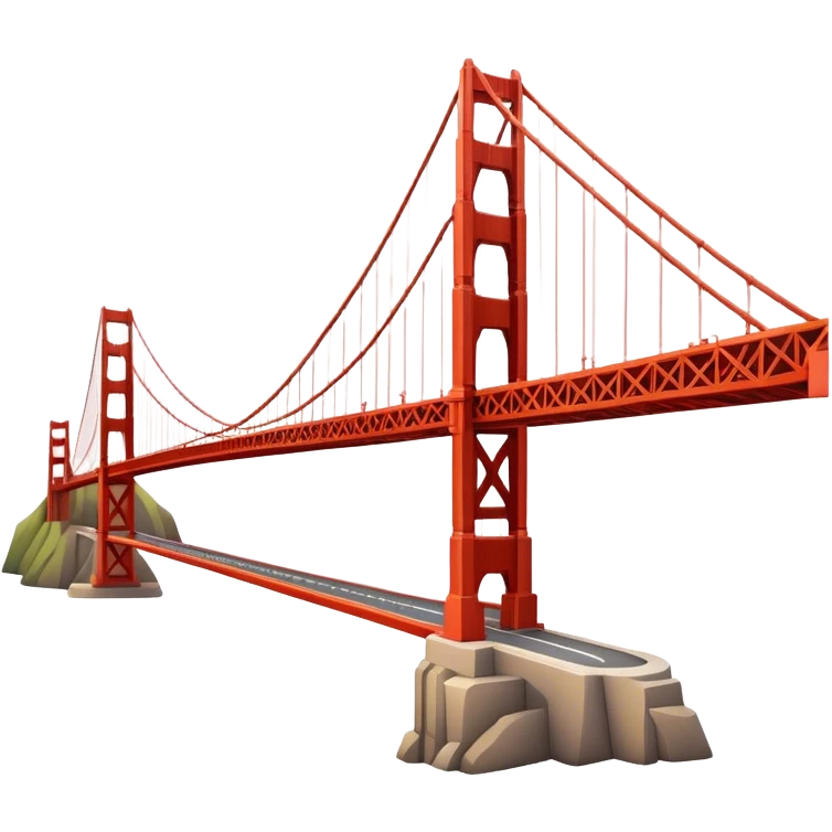 Cinematic Realistic Golden Gate Bridge Landmark Emoji, depicted with the iconic suspension bridge rendered with rich detail and vibrant, dynamic lighting. emoji