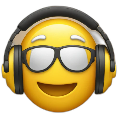 emoji head with headphones enjoying music emoji