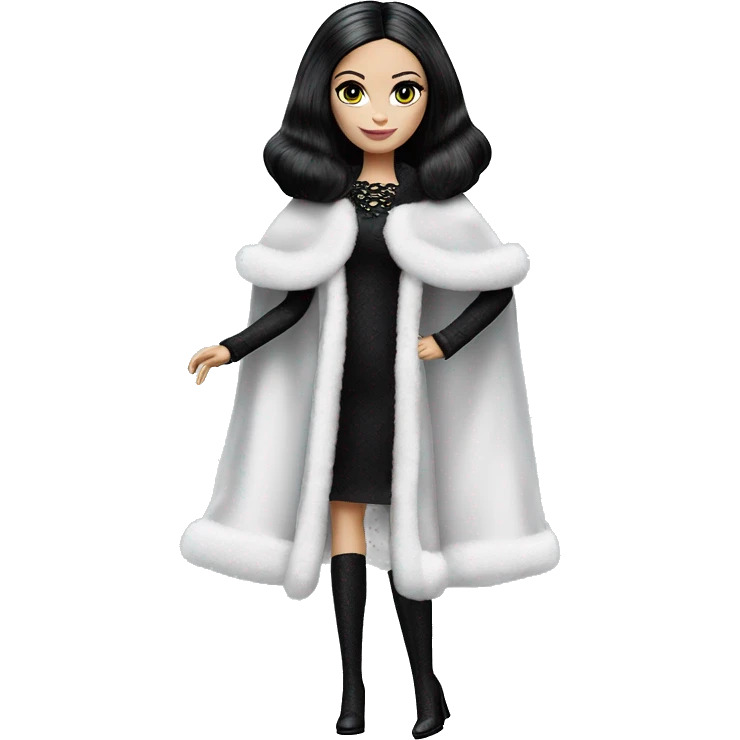 Fun ‘n Fur Barbie, teen Wednesday Addams, cape,veil,showing off, show full body,accessories coat gloves  emoji