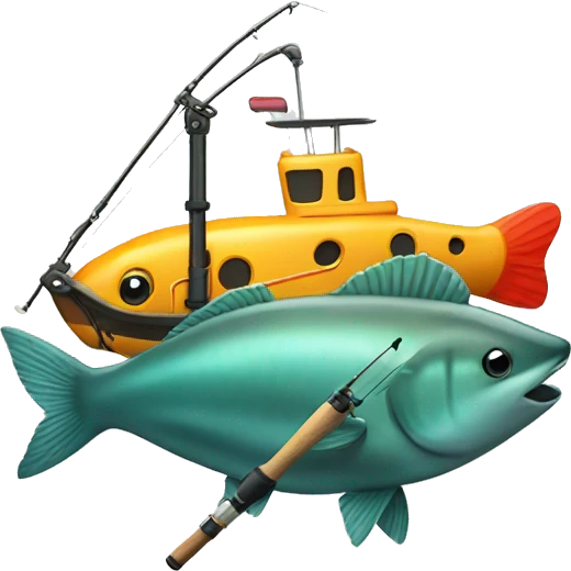 Fishing rod with submarine attached  emoji