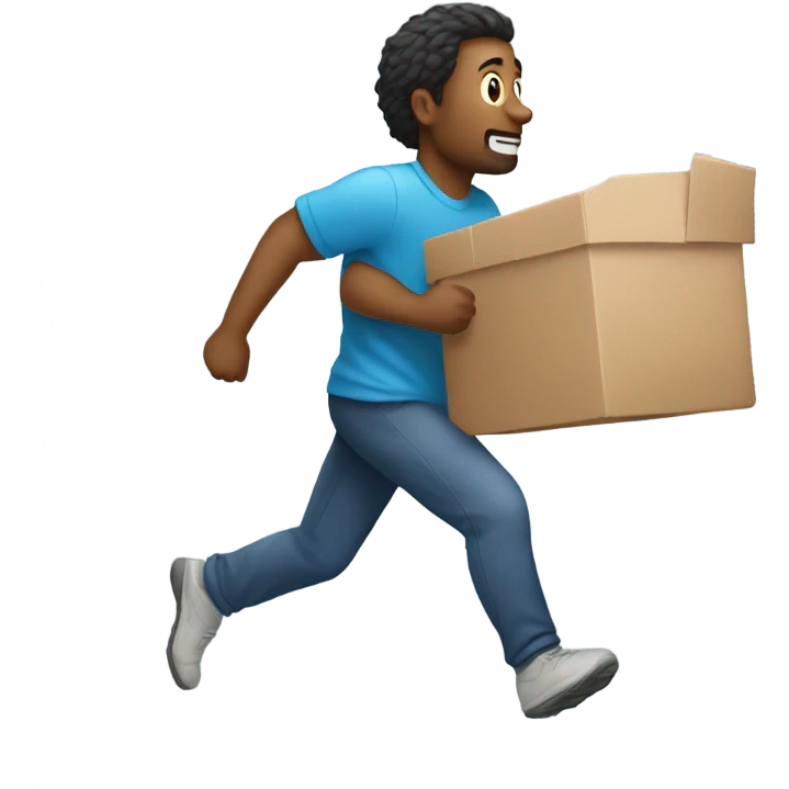 Man running holding a freezer ￼ emoji