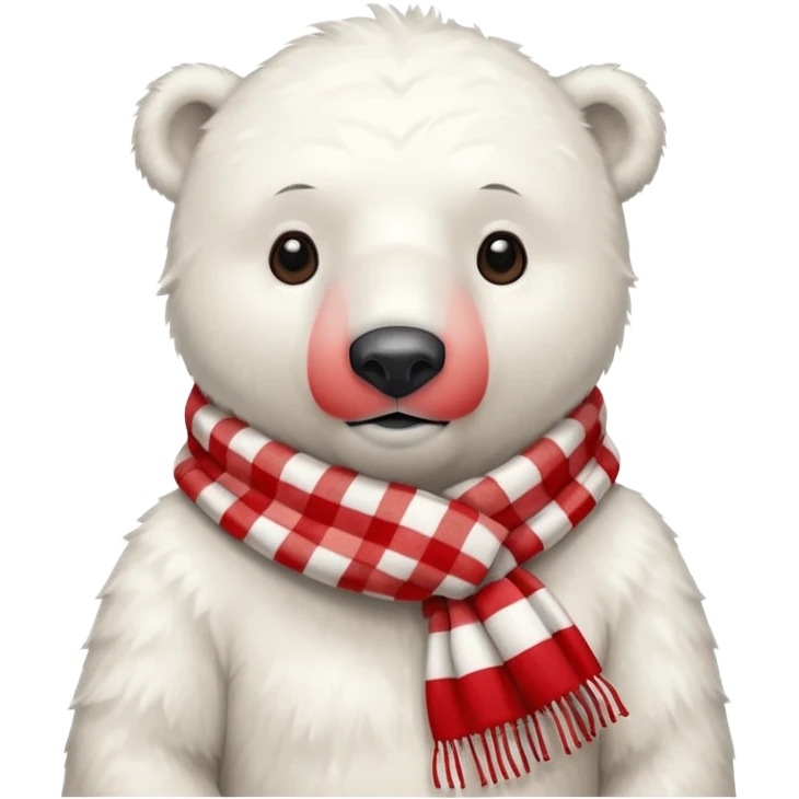 polar bear wearing a red and white checkered scarf emoji