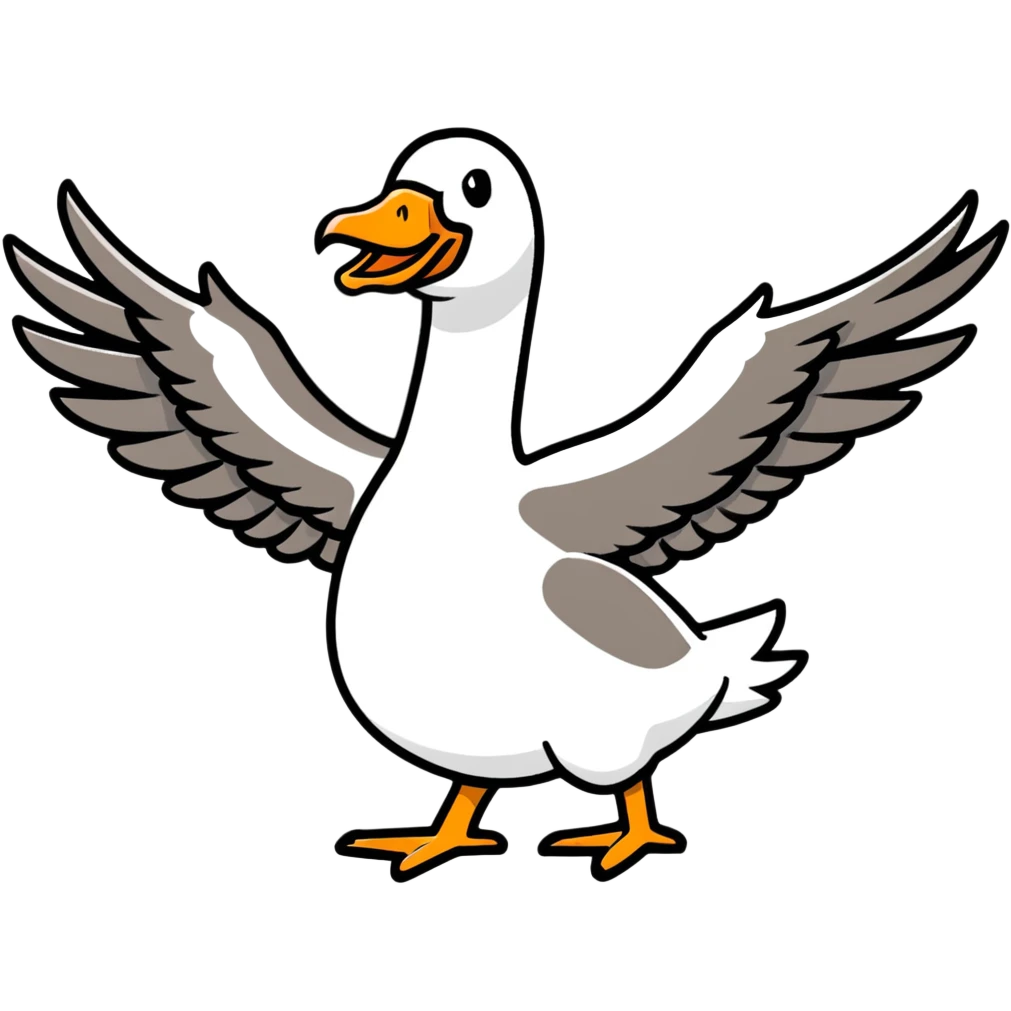 goose with wings spread out in t position emoji