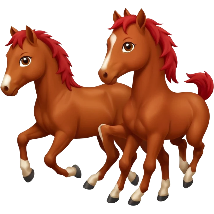 red horse and two baby horsees agressive running money emoji