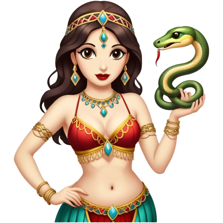 Vintage circus belly dancer holding snake emoji