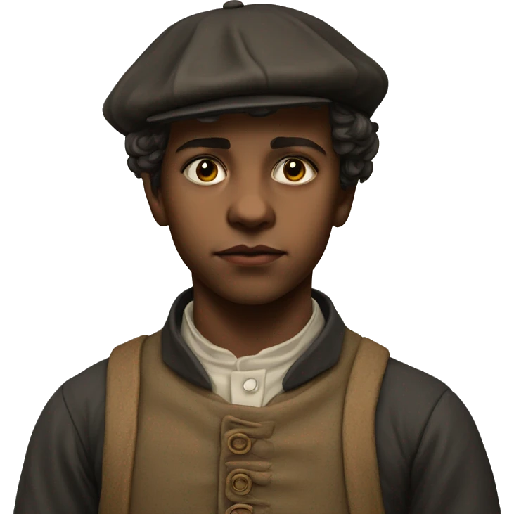 19th century peasant boy photorealistic serious emoji