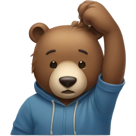 Thoughtful bear scratching his head emoji