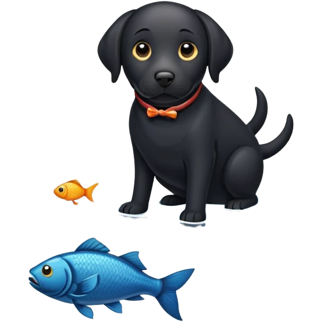 black Labrador with a fisch emoji
