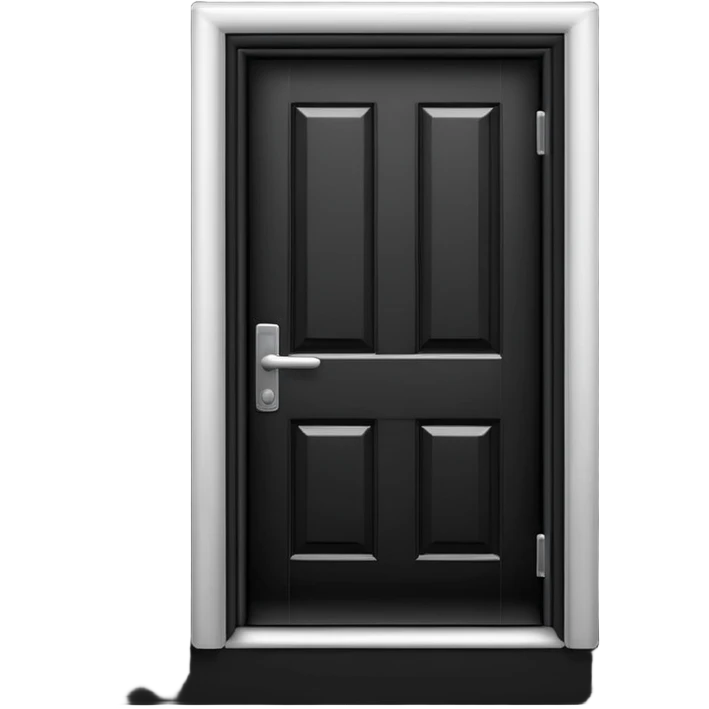 Minimalist emoji-style sticker of a closed door with a long shadow visible under the gap. Black and white, strong silhouette style.
 emoji