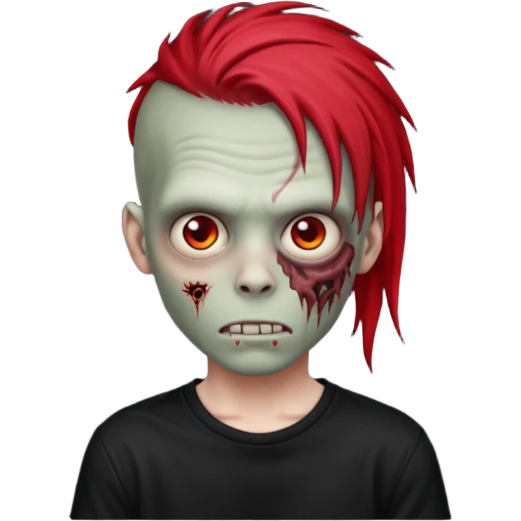 zombie boy with red emo dreads wearing a black shirt emoji