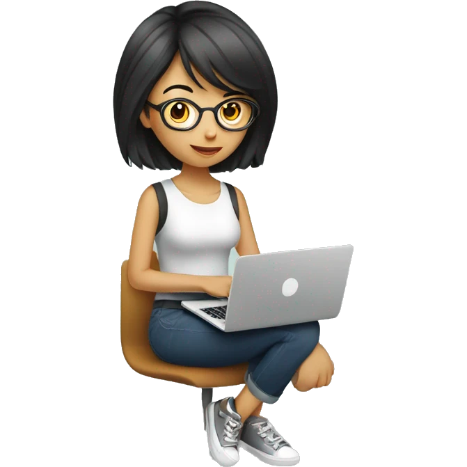Graphic Designer asian girl with laptop emoji