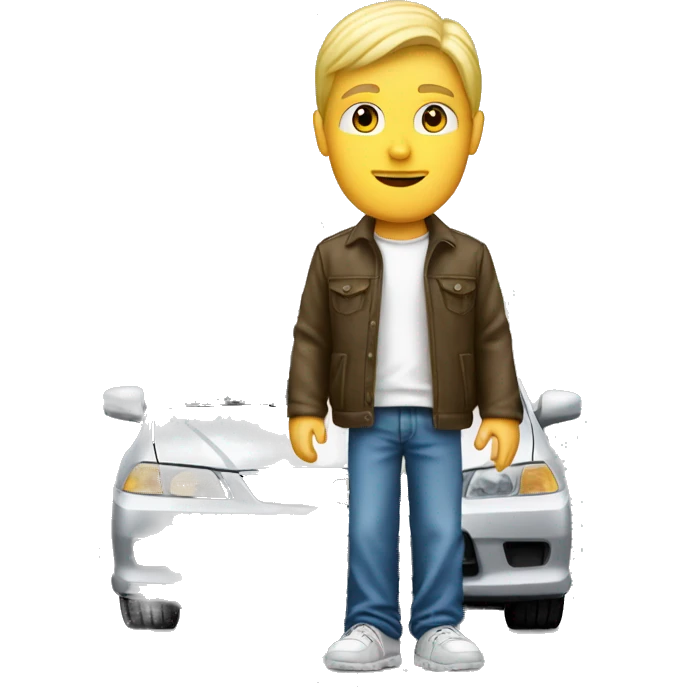  Blonde male standing in front of honda civic 1.6 ies car emoji