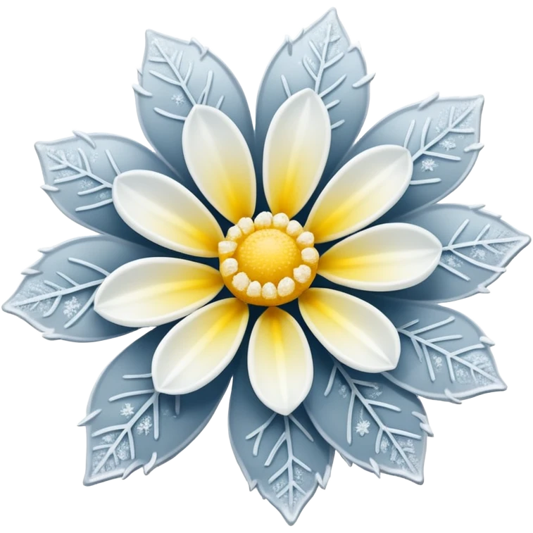 A tiny winter bloom dusted lightly with frost crystals. emoji