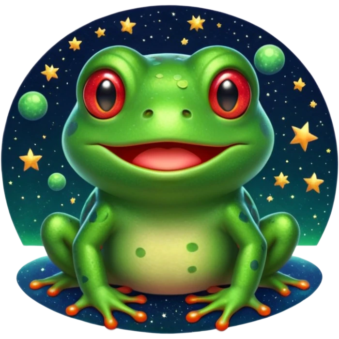 Frog Happy Cute Red Glitter Space emoji