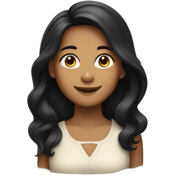 clean girl with tan skin and black hair smiling emoji