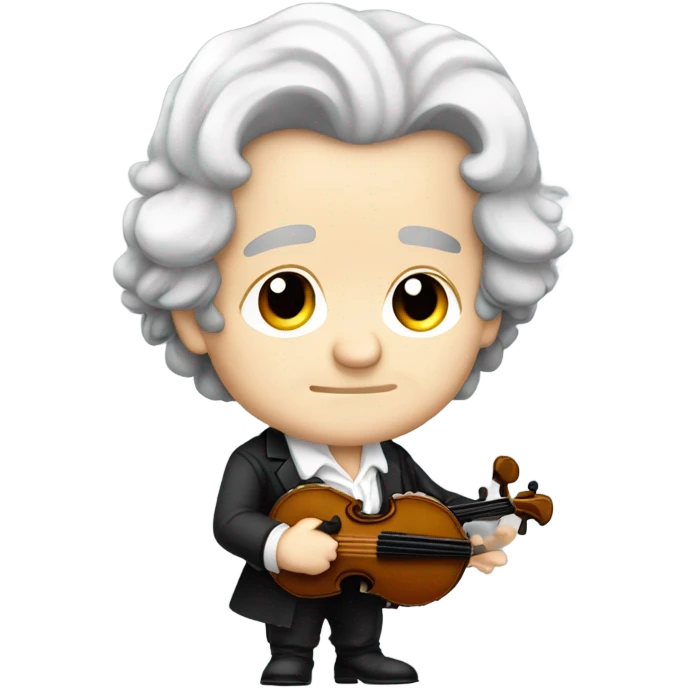 Chibi Beethoven older standing stern face banjo emoji