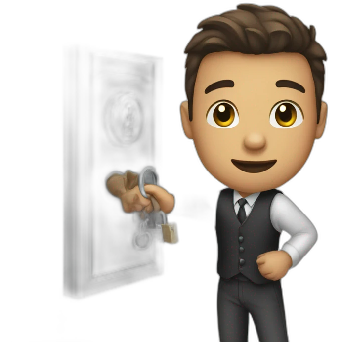 Classy young man struggling to get a key into a lock emoji
