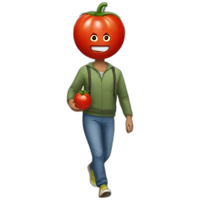 person with tomato head on a walk emoji