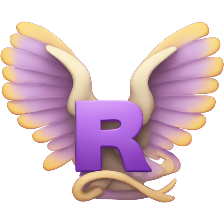Purple letter R with halos & wings emoji