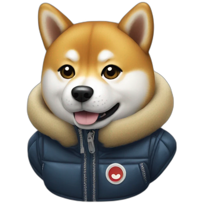 shiba inu wearing moncler jacket emoji