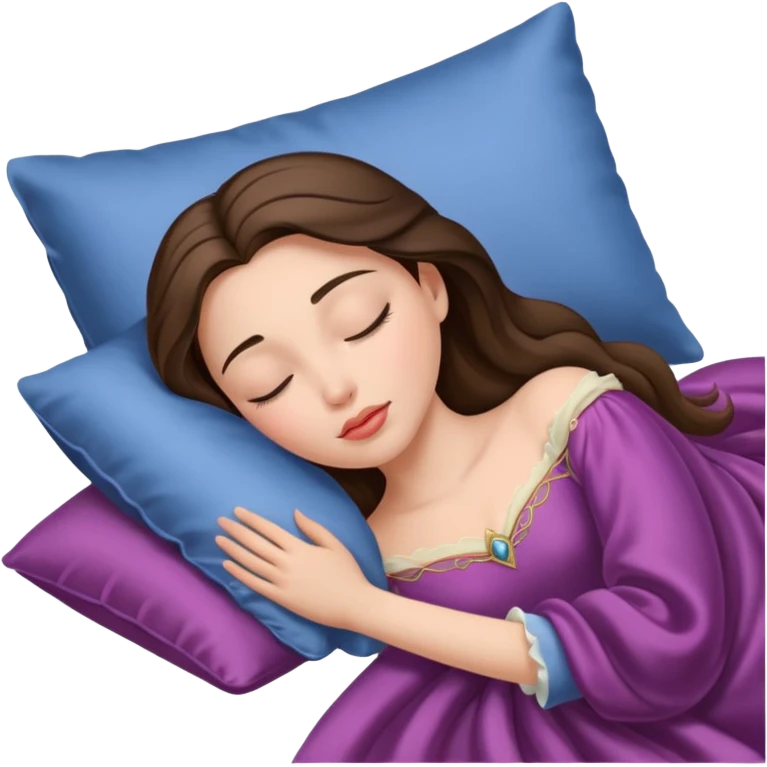sleeping beauty brunette white girl with a silk pillow emoji