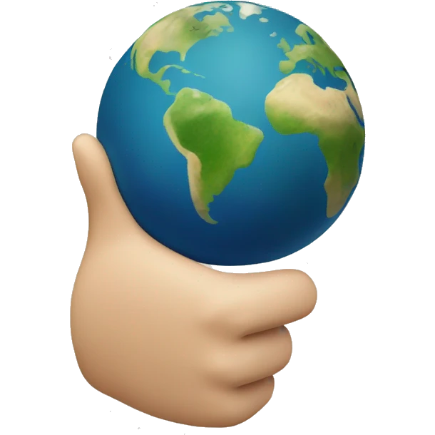 Earth as emoji with thumbs up emoji