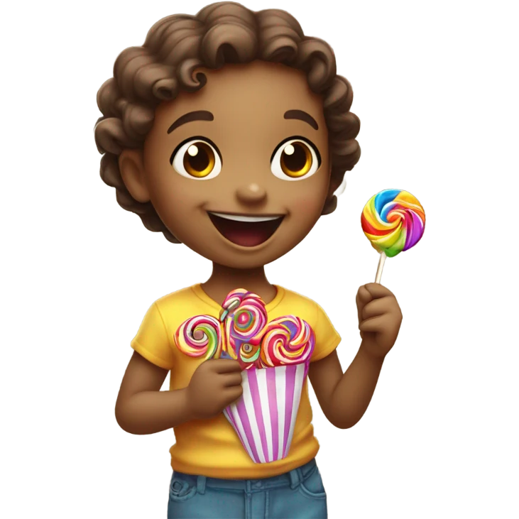 Child with chupa chups emoji