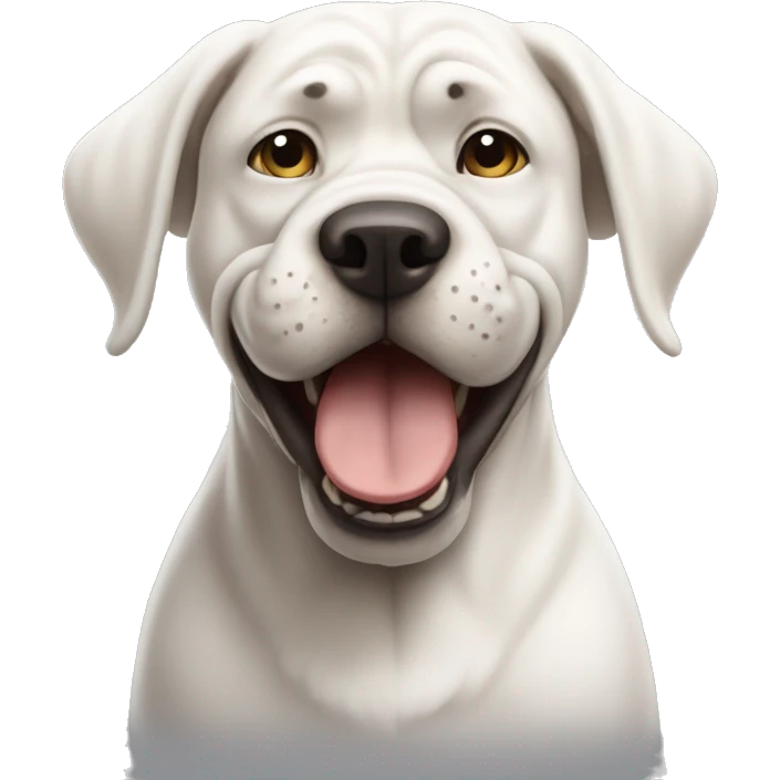 A cute white mastif dog expressing agreement (okay)  emoji
