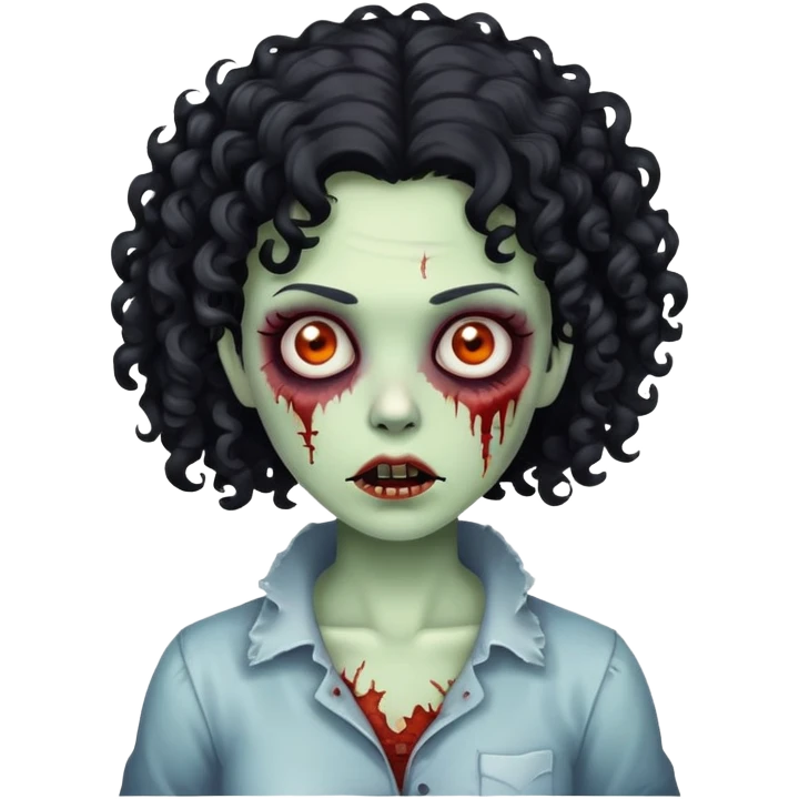 uma mulher zumbi de cabelo cacheado preto  emoji