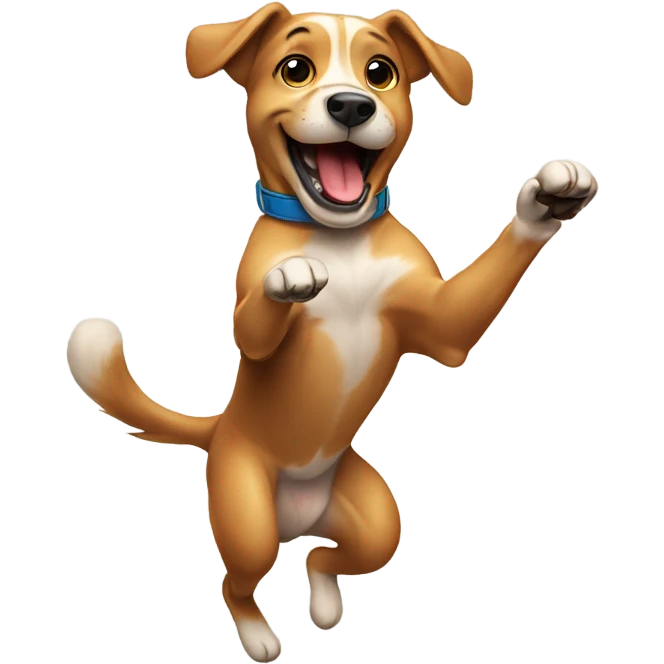 Dog jumping up and down cheering emoji