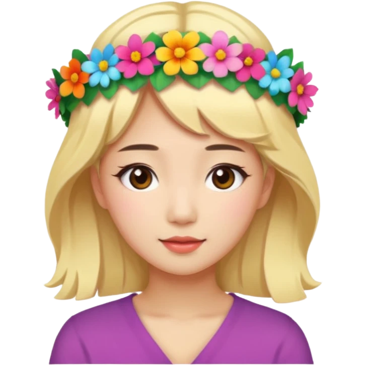 asian woman blonde flower crown emoji