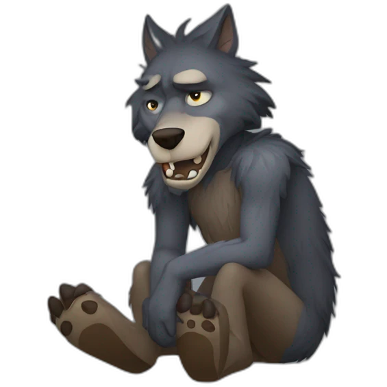 Lonely werewolf depressed sitting emoji