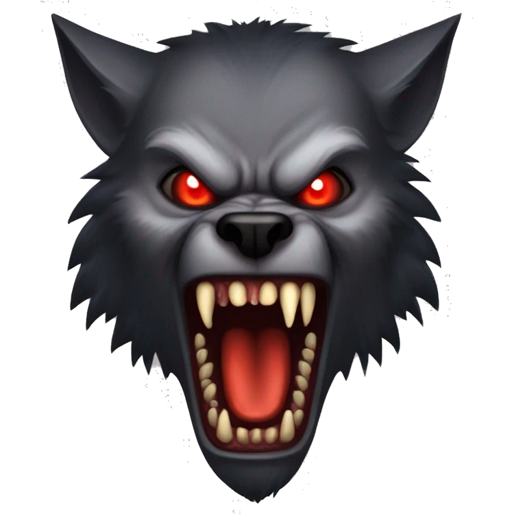 werewolf creature glowing red eyes sharp fangs and sharp paws scary emoji