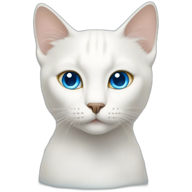 White cat, blue eyes and gold noise emoji