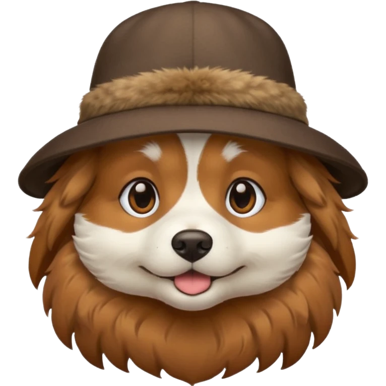 un chien avec un chapeau emoji